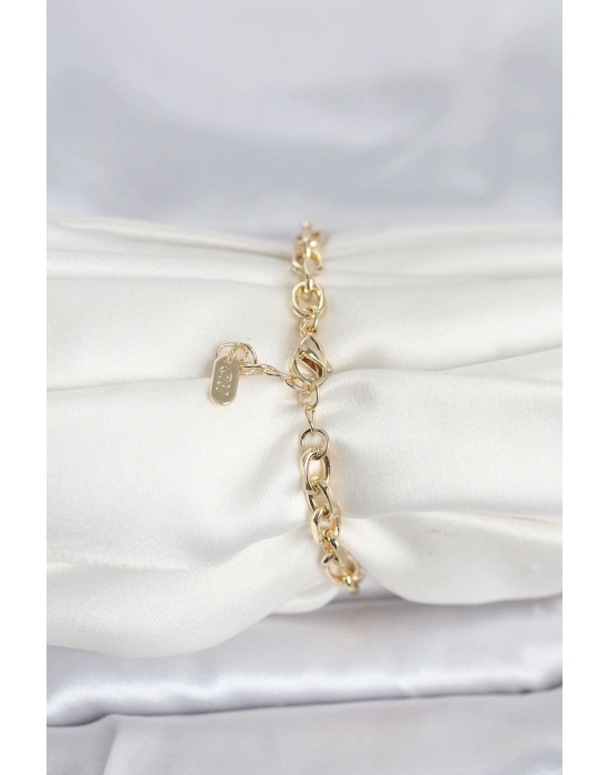 MuI MuI CM 14K Gold Renk Kalın Zincir Model Kadın Bileklik