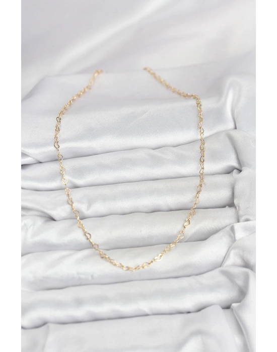 MuI MuI CM 14K Goldfarbene Herzkette Damenhalskette