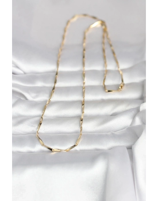 MuI MuI CM 14K Gold Renk Kesme Çubuk Zincirli Model 60 cm Kadın Kolye