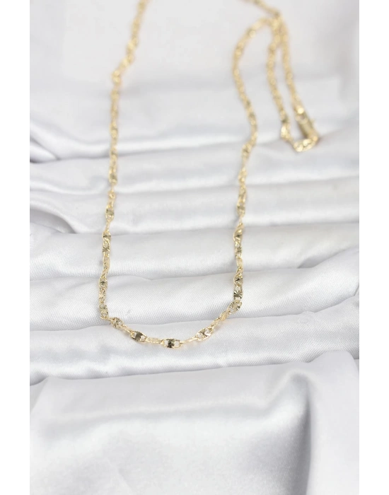 MuI MuI CM 14K Goldfarbene, lasergravierte Sailor-Kette, Modell 60 cm, Damenhalskette