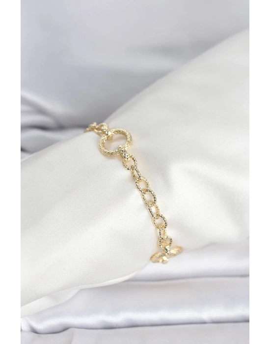 MuI MuI CM 14K Gold Renk Lazerli Halka Model Kadın Bileklik