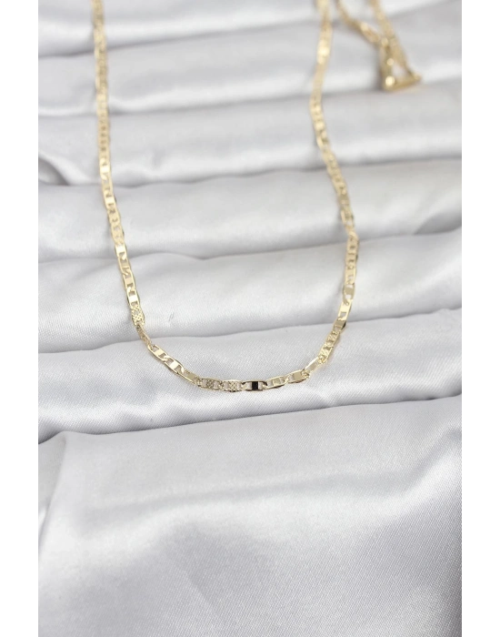 MuI MuI CM 14K Goldfarbene, lasergeschnittene, flache Halskette, 60 cm, Damenhalskette