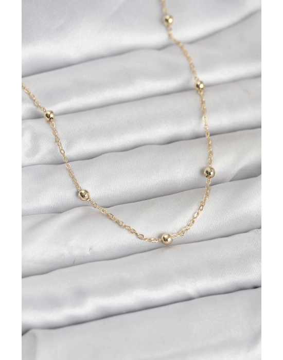 MuI MuI CM 14K Goldfarbene Messingkugelkette 60 cm Damenhalskette