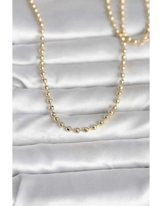 MuI MuI CM 14K Gold Renk Top Zincirli Model 60 cm Kadın Kolye