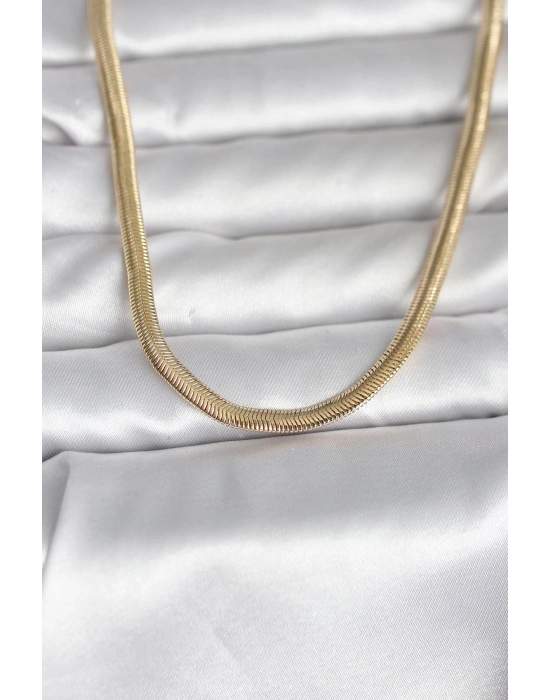 MuI MuI CM 14K Gold Renk Yassı Yılan Zincir Model 45 cm Kadın Kolye