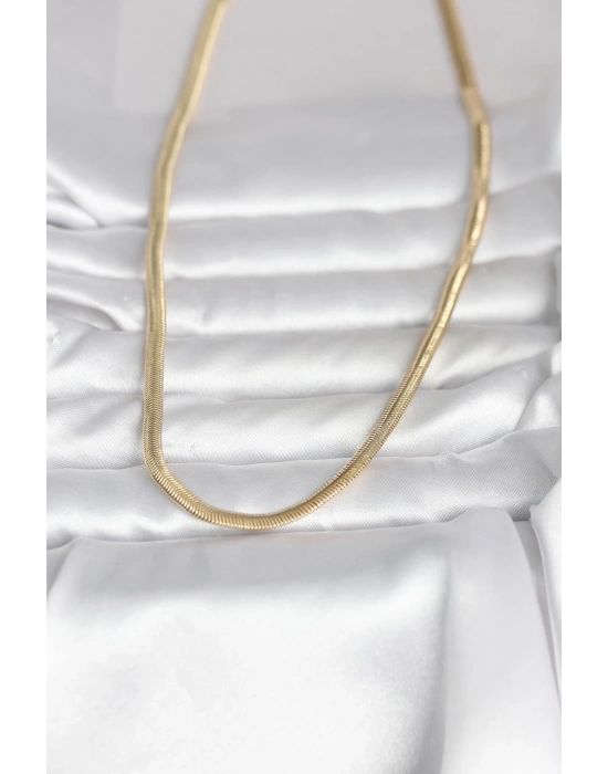 MuI MuI CM 14K Gold Renk Yassı Yılan Zincir Model 45 cm Kadın Kolye