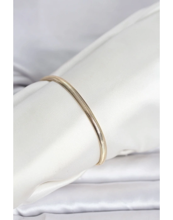 MuI MuI CM 14K Gold Renk Yassı Yılan Zincir Model Kadın Bileklik