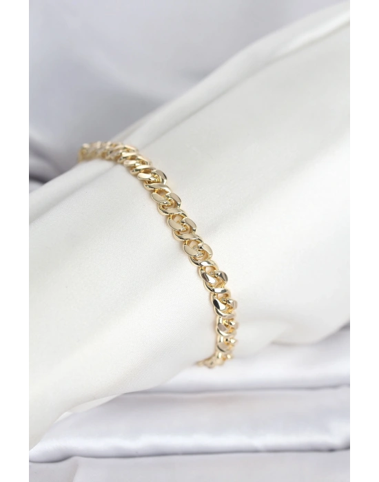 MuI MuI CM 14K Gold Renk Yassı Zincir Model Kadın Bileklik