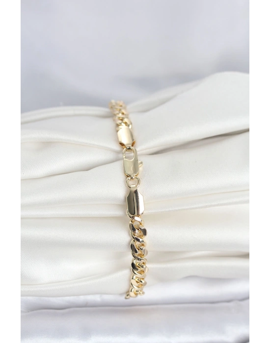 MuI MuI CM 14K Gold Renk Yassı Zincir Model Kadın Bileklik