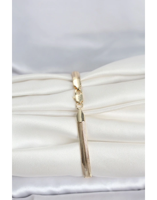 MuI MuI CM 14K Gold Renk Yassı Zincir Yılan Model Kadın Bileklik