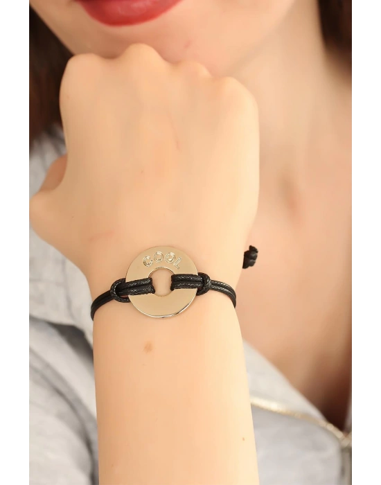 MuI MuI COOL (Havalı) Siyah Deri İpli Unisex Mood Bileklik