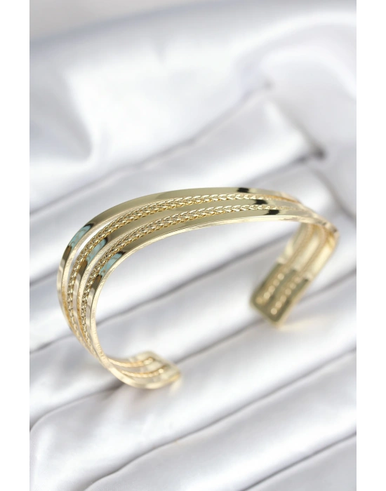 MuI MuI Eğik Şerit Model Gold Renk Pirinç Kadın Bileklik