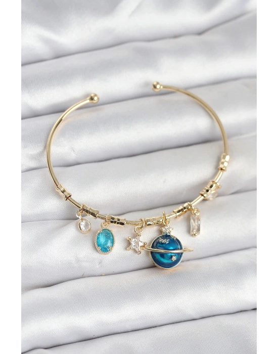 MuI MuI Gezegen Charmlı Gold Renk Pirinç Kadın Bileklik