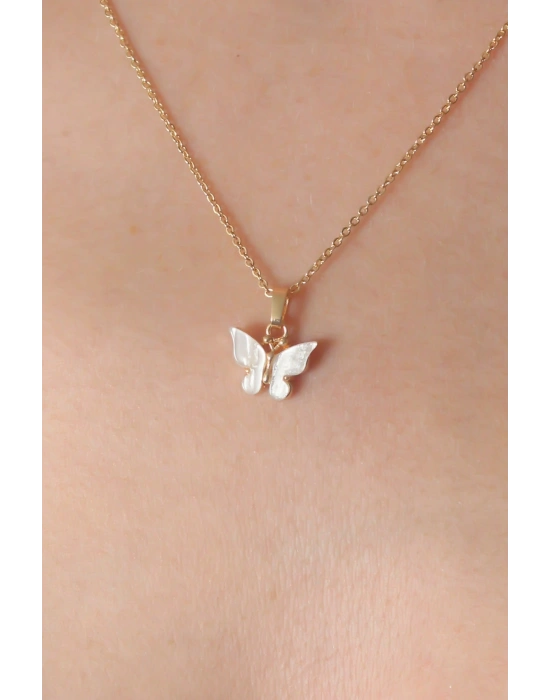 MuI MuI Gold Beyaz Renk Kelebek Figür Kadın Kolye