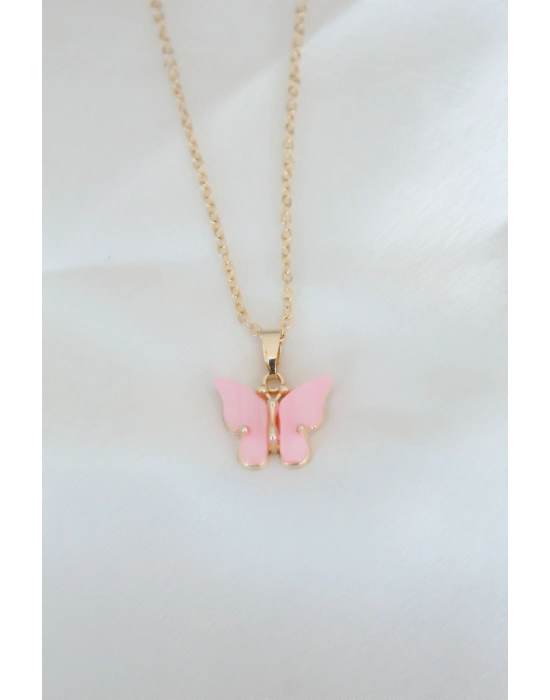MuI MuI Gold Kaplama Pembe Sedefli Kelebek Kolye
