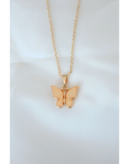 MuI MuI Gold Kaplama Sarı Renk Sedefli Kelebek Kolye