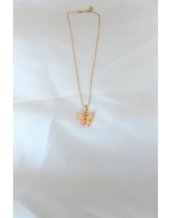 MuI MuI Gold Kaplama Sarı Renk Sedefli Kelebek Kolye