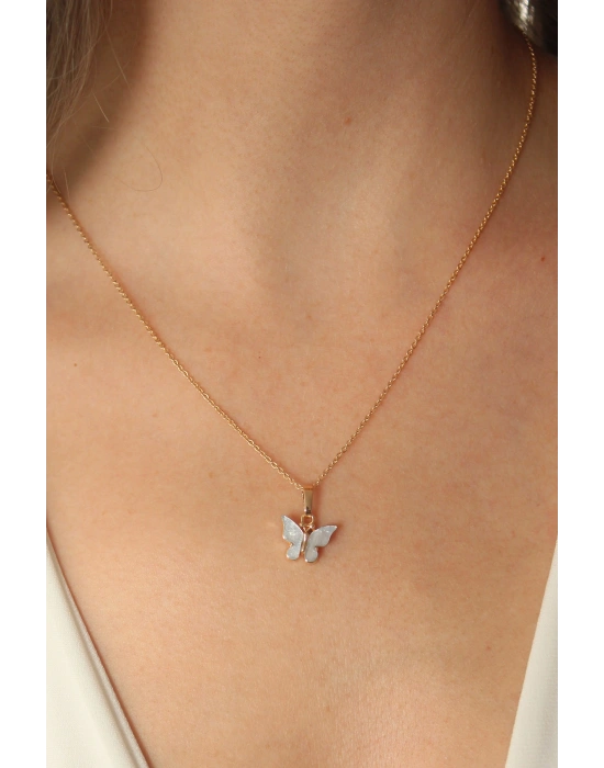 MuI MuI Gold Mavi Renk Kelebek Figür Kadın Kolye
