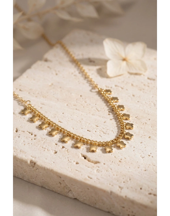 MuI MuI Gold Pirinç Yonca Model Kadın Kolye