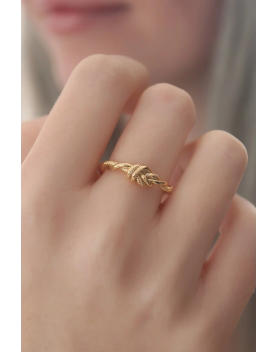 MuI MuI Gold Renk Halat Düğüm Model Kadın Yüzük