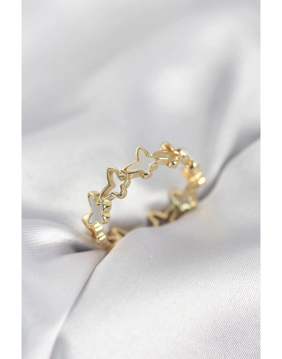 MuI MuI Goldfarbener Schmetterlingsring aus Messing für Damen