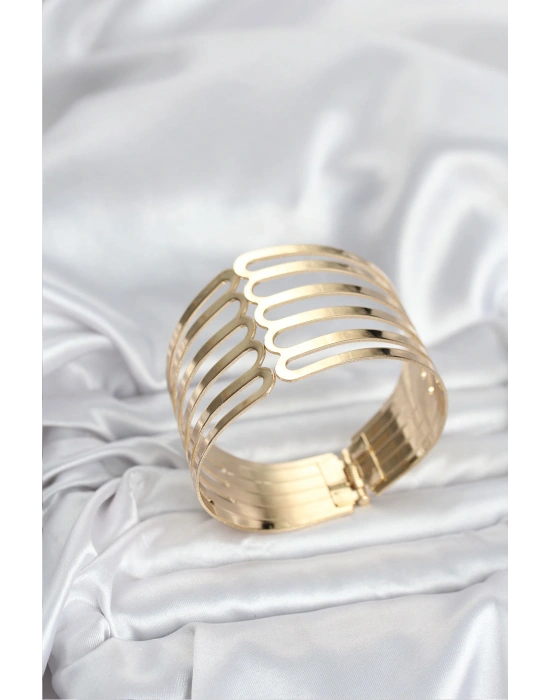 MuI MuI Gold Renk Pirinç Kaburga Model Kadın Bileklik