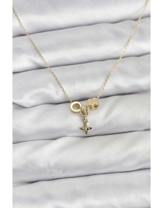 MuI MuI Gold Renk Pirinç Minimal Charmlı Kadın Kolye