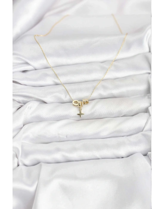 MuI MuI Gold Renk Pirinç Minimal Charmlı Kadın Kolye