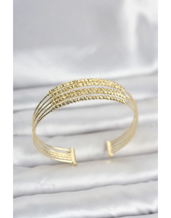 MuI MuI Gold Renk Pirinç Minimal Dorikalı Kadın Bileklik
