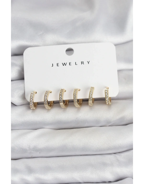 MuI MuI Goldfarbenes Messing Zirkonia-Ohrring-Set für Damen