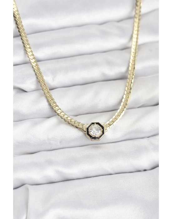 MuI MuI Gold Renk Pirinç Zirkon Taşlı Kadın Kolye