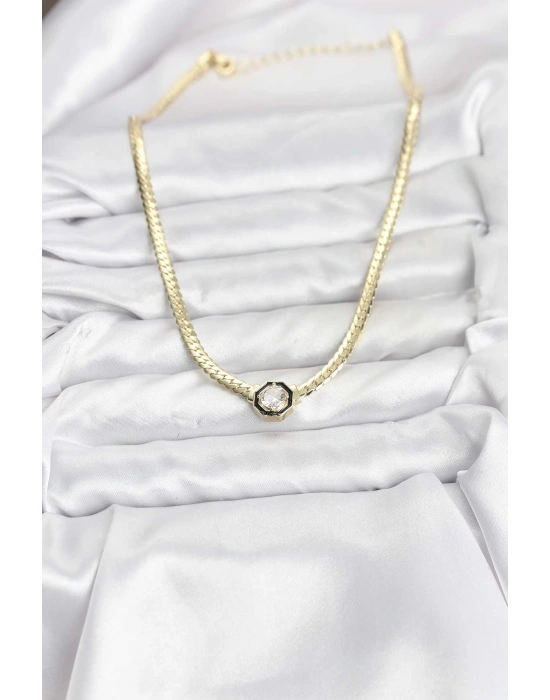 MuI MuI Gold Renk Pirinç Zirkon Taşlı Kadın Kolye