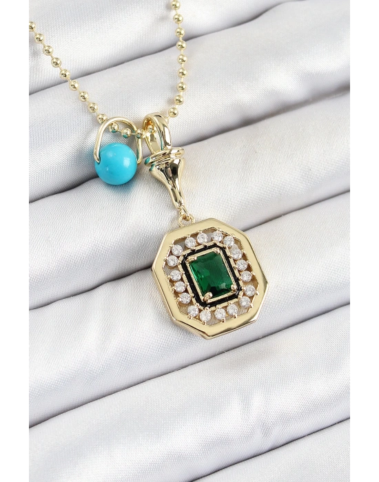 MuI MuI Gold Renk Pirinç Zirkon Taşlı Kadın Serenay Kolyesi