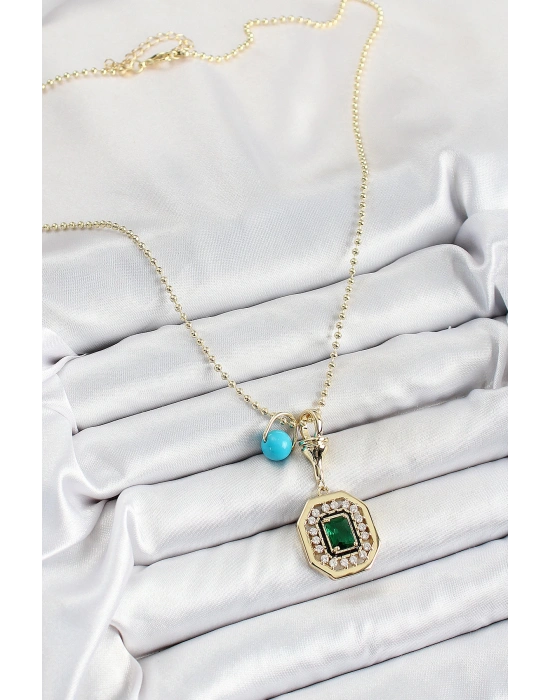 MuI MuI Gold Renk Pirinç Zirkon Taşlı Kadın Serenay Kolyesi