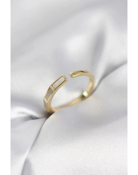 MuI MuI Goldfarbener Perlmutt-Barrenring für Damen