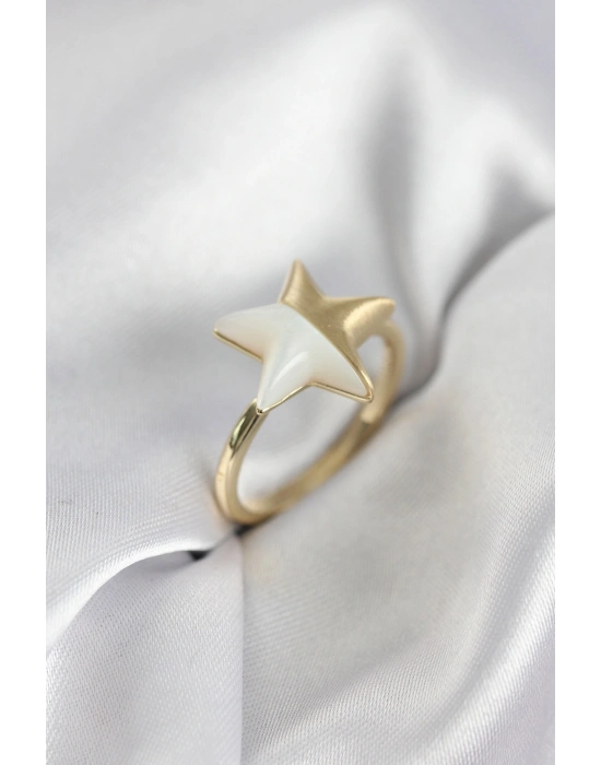 MuI MuI Goldfarbener Perlmutt-Stern-Ring für Damen