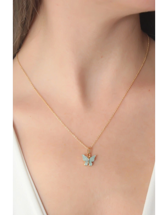 MuI MuI Gold Renk Su Yeşili Kelebek Figür Kadın Kolye