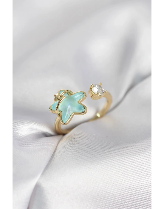 MuI MuI Gold Renk Turkuaz Yıldız Model Kadın Yüzük