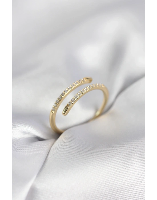 MuI MuI Goldfarbener Schlangenschwanz-Ring mit Zirkonia-Stein für Damen