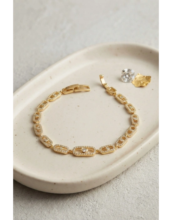 MuI MuI Gold Renk Zirkon Taşlı Messika Model Bileklik