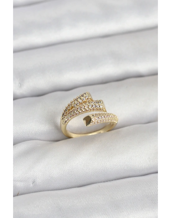 MuI MuI Gold Renk Zirkon Taşlı Pirinç Kadın Yüzük