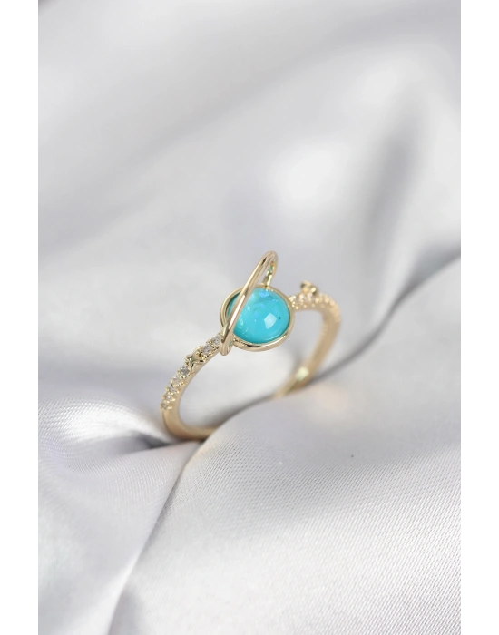 MuI MuI Goldfarbener Zirkonstein Saturn Modell Damenring