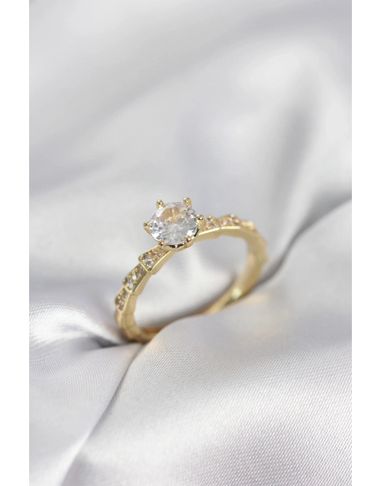 MuI MuI Goldfarbener Zirkon-Solitärring für Damen