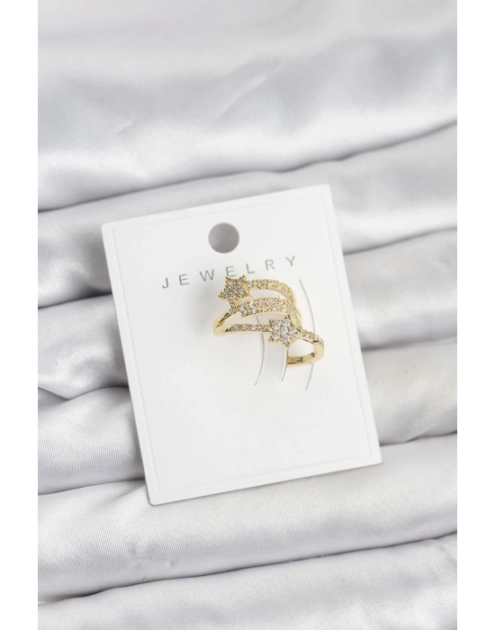 MuI MuI Gold Renk Zirkon Taşlı Yıldız Model Kıkırdak Earcuff Küpe