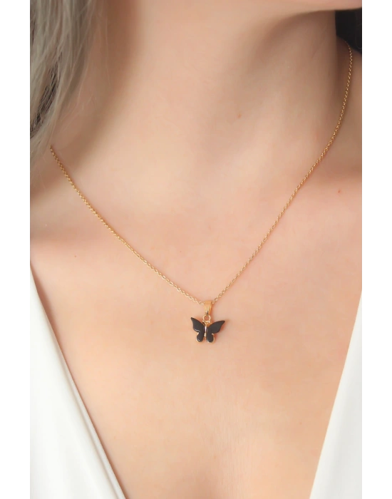 MuI MuI Gold Siyah Renk Kelebek Figür Kadın Kolye