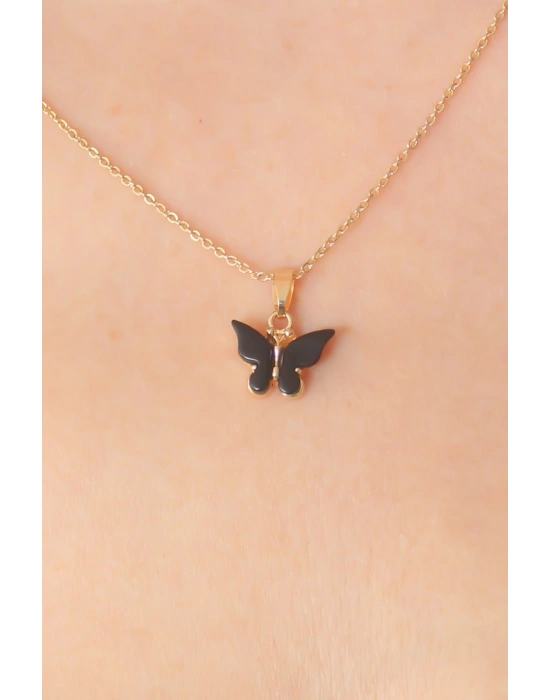 MuI MuI Gold Siyah Renk Kelebek Figür Kadın Kolye