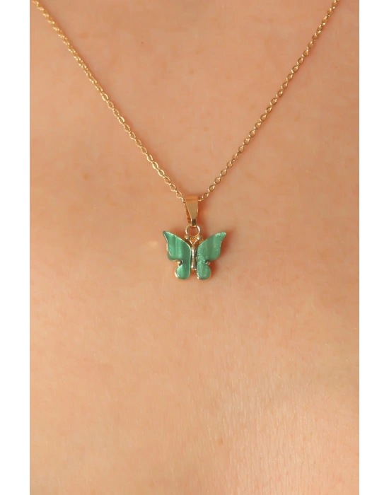 MuI MuI Gold Yeşil Renk Kelebek Figür Kadın Kolye
