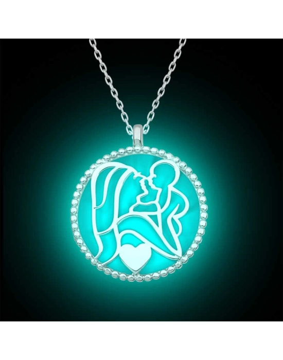 MuI MuI Gümüş Fosforlu Anne Çocuk Sevgisi Kadın Kolye