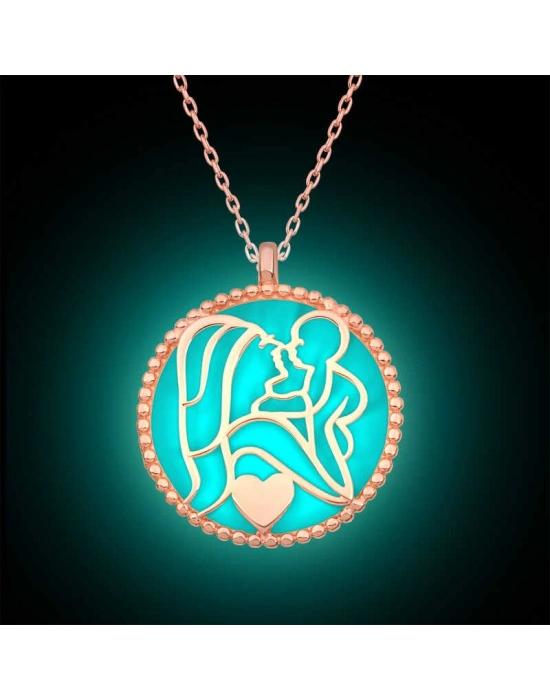 MuI MuI Gümüş Fosforlu Rose Anne Çocuk Sevgisi Kadın Kolye