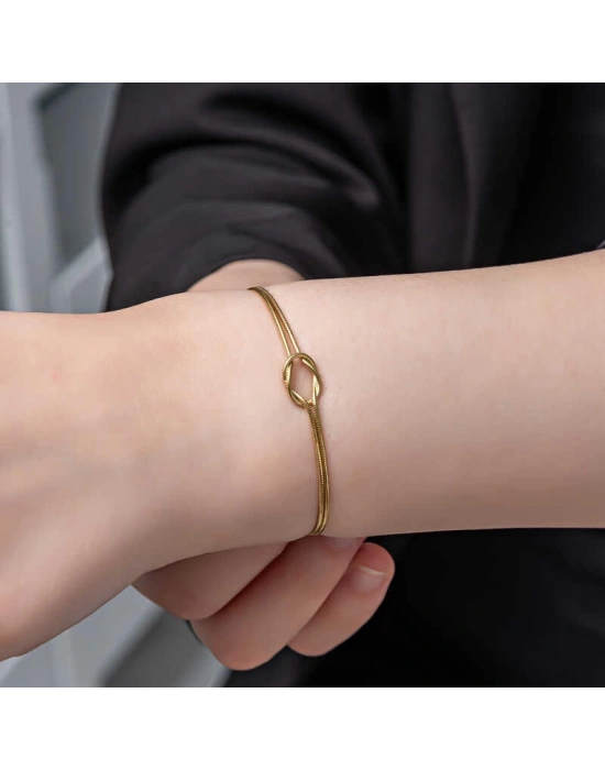 MuI MuI Gümüş Gold Aşk Düğüm Kadın Bileklik